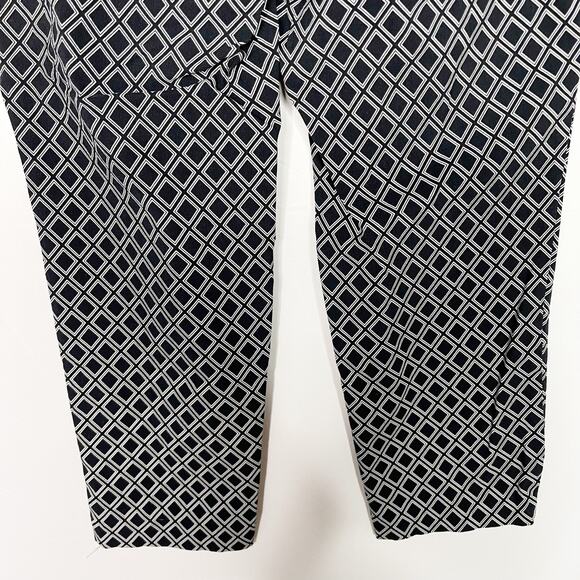 Premise Womens PM Black White Geometric Cropped Pants Petite Medium M Stretch - Picture 8 of 10